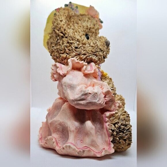 Secret Treasures 2001 Resin Teddy Bear Coin Bank Pink Dress 10” Vintage Figurine - Picture 3 of 10